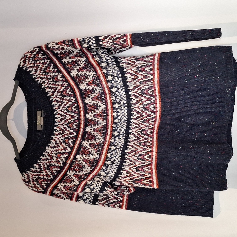 Natural reflection oversized Fair Isle 80s style sweater scoopneck size m